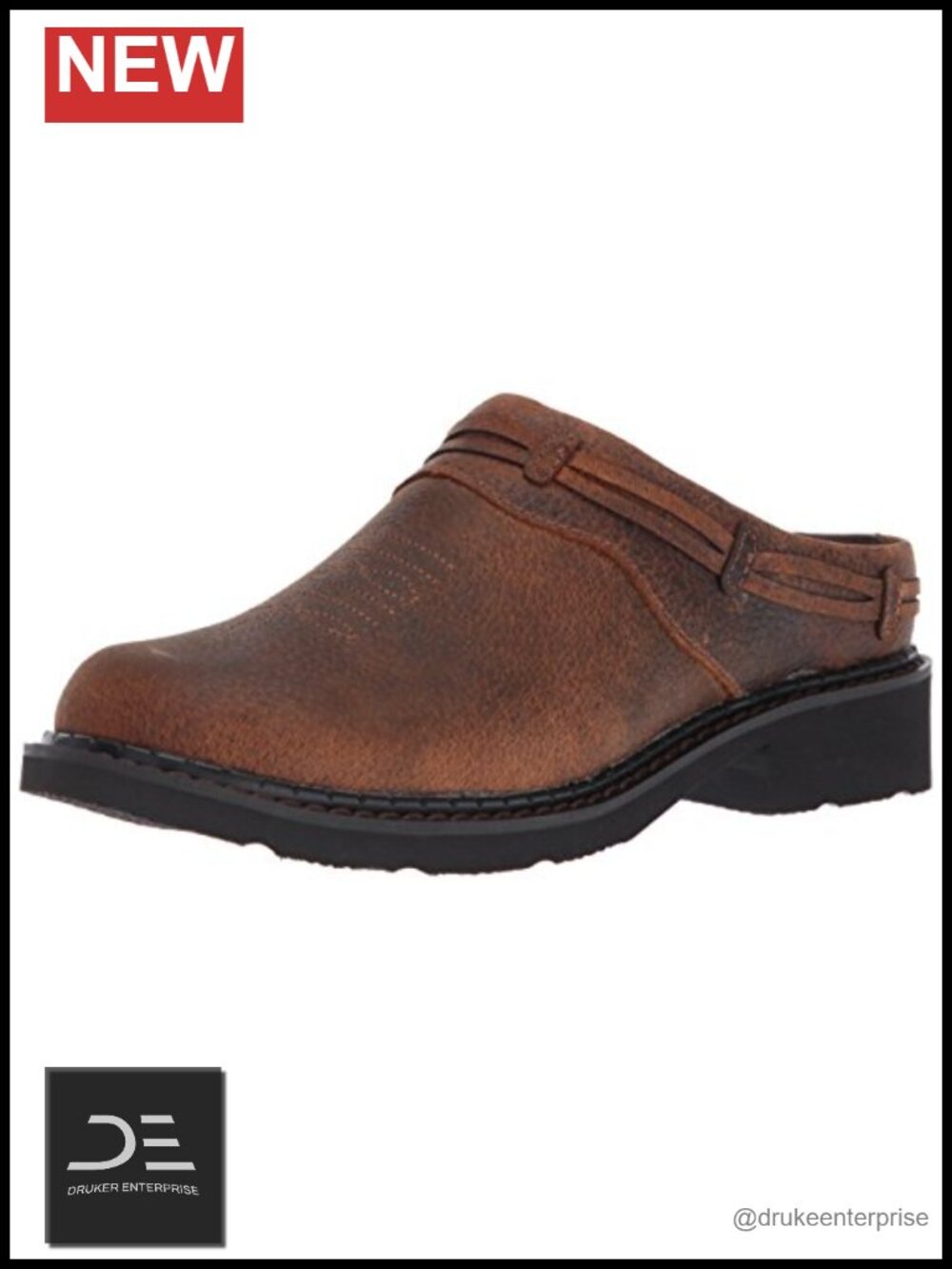 Women's Faux Leather Mules Clogs Chunky Heel Slip-On